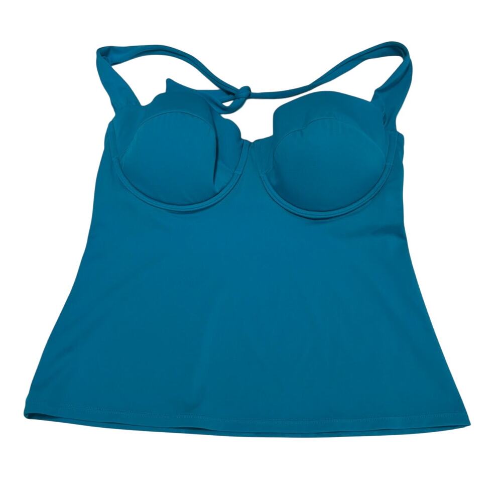 Victoria’s Secret Teal Tankini Top Underwire Shelf Bra Swim Halter NO SIZE TAG